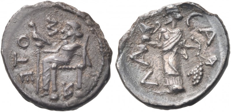SICILY. Galaria. Circa 460 BC. Litra (Silver, 11.5 mm, 0.65 g, 11 h). Σ-OTE-R (r...