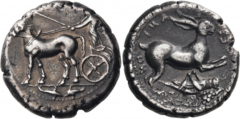 SICILY. Messana. Circa 420-413 BC. Tetradrachm (Silver, 26 mm, 16.95 g, 5 h). [Μ...