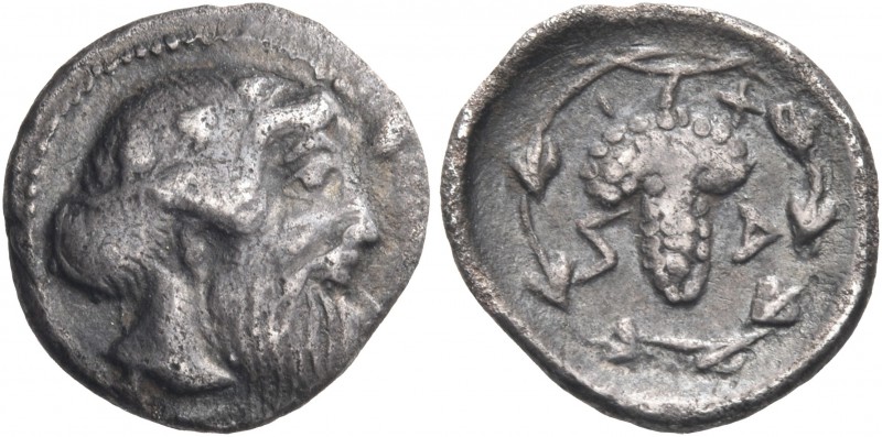 SICILY. Naxos. Circa 461-430 BC. Litra (Silver, 11.5 mm, 0.72 g, 1 h). Head of b...
