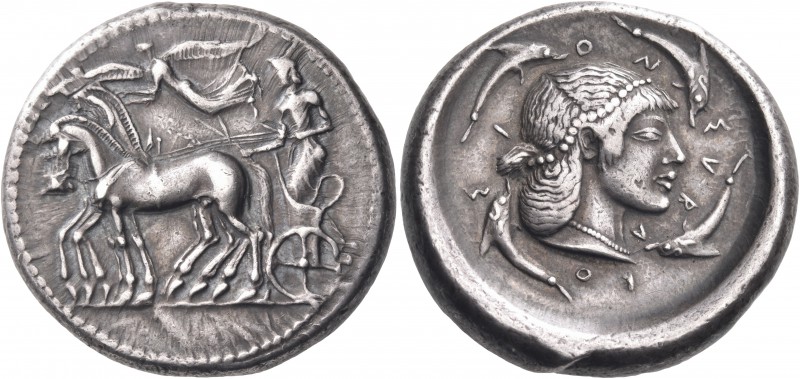 SICILY. Syracuse. Deinomenid Tyranny, 485-466 BC. Tetradrachm (Silver, 26 mm, 17...