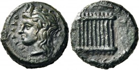 SICILY. Syracuse. Timoleon and the Third Democracy, 344-317 BC. Hemilitron (Bronze, 13.5 mm, 2.52 g, 4 h), circa 344-336. ΣYPAKO-ΣI Head of youthful P...