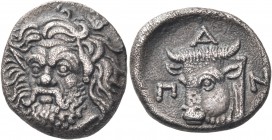 CIMMERIAN BOSPOROS. Pantikapaion. Circa 325-310 BC. Drachm (Silver, 16 mm, 3.23 g, 8 h). Bearded head of Pan, with pointed goat's ears, to left, but t...