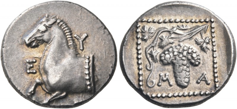 THRACE. Maroneia. Circa 398/7-348/7 BC. Triobol (Silver, 16 mm, 2.77 g, 12 h). E...