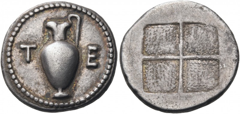 MACEDON. Terone. Circa 424-422 BC. Tetrobol (Silver, 16 mm, 2.35 g). T E Oinocho...