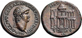 Nero, 54-68. Dupondius (Orichalcum, 30 mm, 14.07 g, 6 h), Rome, 64. NERO CLAVD CAESAR•AVG GER•P M TR P IMP P P Radiate head of Nero to right. Rev. MAC...