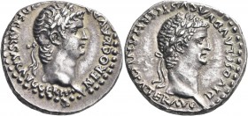 Nero, with Divus Claudius, 54-68. Didrachm (Silver, 21 mm, 7.20 g, 12 h), Caesaraea-Eusebia, c. 63-65. NERO CLAVD D[IVI CLA]VD F CARSAR (sic) AVG GERM...