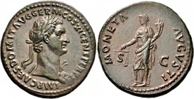Domitian, 81-96. As (Copper, 27 mm, 11.64 g, 6 h), Rome, November-December, 85. IMP CAES DOMIT AVG GERM COS XI CENS PER P P Laureate head of Domitian ...