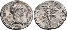 Trajan, 98-117. Denarius (Silver, 18.5 mm, 3.13 g, 7 h), Rome, 114-116. IMP CAES NER TRAIANO OPTIMO AVG GER DAC Laureate and draped bust of Trajan to ...
