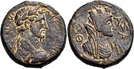  Antoninus Pius, 138-161. (Bronze, 30 mm, 21.59 g, 12 h), Gaza, year 209 = 148-149. AYT KAI Α∆ΡIANO ΑΝΤWNEINO Laureate, draped, and cuirassed bust of ...