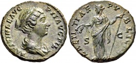 Faustina Junior, Augusta, 147-175. As (Copper, 26 mm, 11.17 g, 12 h), struck under Antoninus Pius, Rome, 145-146. FAVSTINA AVG PII AVG FIL Draped bust...