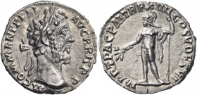 Commodus, 177-192. Denarius (Silver, 17 mm, 2.34 g, 6 h), Rome, 189. M COMM ANT P FEL AVG BRIT P P Laureate head of Commodus to right. Rev. MART PAC P...