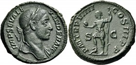 Severus Alexander, 222-235. As (Copper, 26 mm, 10.52 g, 1 h), Rome, 230.  IMP SEV ALEXANDER AVG Laureate head of Severus Alexander to right, with ligh...