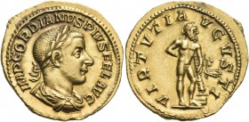 Gordian III, 238-244. Aureus (Gold, 21 mm, 4.95 g, 12 h), Rome, late 240 - early 243. IMP GORDIANVS PIVS FEL AVG Laureate, draped, and cuirassed bust ...