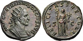 Trajan Decius, 249-251. Double Sestertius (Orichalcum, 36 mm, 38.12 g, 12 h), Rome, 250. IMP C M Q TRAIANVS DECIVS AVG Radiate and cuirassed bust of D...