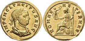Tacitus, 275-276. Aureus (Gold, 21 mm, 4.31 g, 1 h), Siscia, 276. IMP C M CL TACITVS AVG Laureate, draped and cuirassed bust of Tacitus to right. Rev....