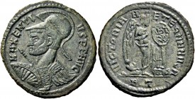 Maxentius, 307-312. Half Follis (Bronze, 21.5 mm, 3.13 g, 11 h), issued for his Decennalia in 310, Rome, 3rd officina. MAXENTIVS P F AVG Helmeted and ...