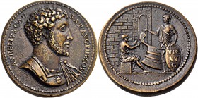 ITALY. Padua. Mid 16th Century. Medallion (Bronze, 38 mm, 42.64 g, 7 h), by Giovanni da Cavino (1500-1570), on Marcus Aurelius Caesar. AVRELIVS CAE-SA...