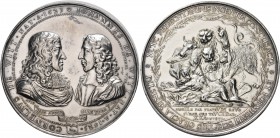 NETHERLANDS. The Dutch Republic. Medal (Silver, 71 mm, 110.00 g, 12 h), on the lynching of the De Witt brothers in the Hague, by P. Aury (1622-?), 167...