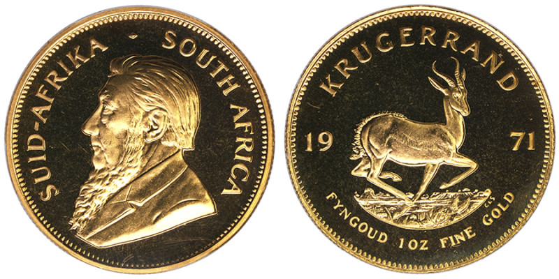 Afrique du Sud, République (1961-présent), 1 Krugerrand, 1971, AU 33,93 g. 917‰
...