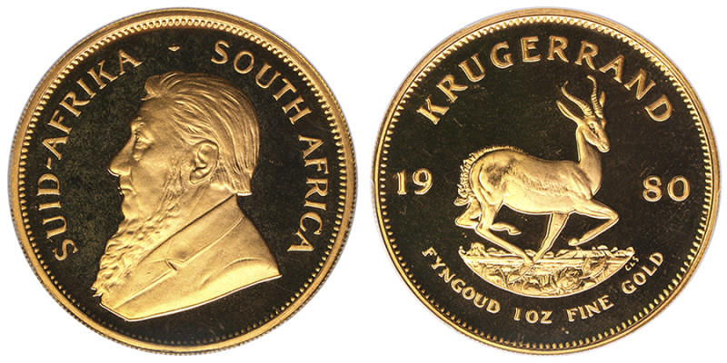 Afrique du Sud, République (1961-présent), 1 Krugerrand, 1980, AU 33,93 g. 917‰
...