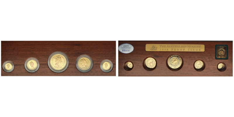 Australie, The Australian Nugget, Set de 5 monnaies en or : AU 999‰ 1 OZ ($100),...