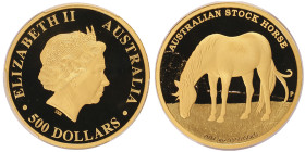 Australie, Élisabeth II (1952-2022), 500 Dollars - Elizabeth II 4th Portrait - Australian Stock Horse, 2017-P, AU 155.5 g. AU 999‰
Conservation: PCGS ...