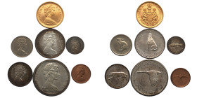 Canada, Sèrie complète de 1967 en coffret original, mint Ottawa – 20 Dollars AU 18.26 g. 917 ‰ , 1 Dollar, 50, 25 e 10 Centimes (argent), 5 Centimes (...