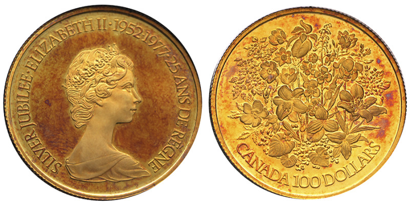 Canada, 25ème anniversaire de l'accession de la Reine Elizabeth II, 100 dollars,...
