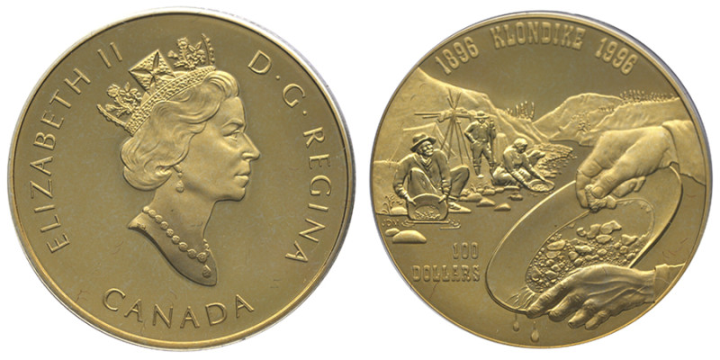 Canada, 100 DOLLARS Ruée vers l'or du Klondike, 1996, AU 13,33 g. 583‰
Réf: KM# ...