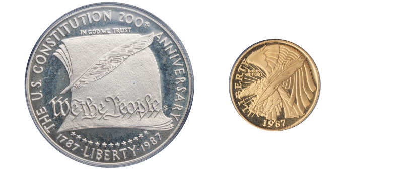États-Unis d'Amerique, Coffret Proof Bicentennaire de la constitution : 1 Dollar...