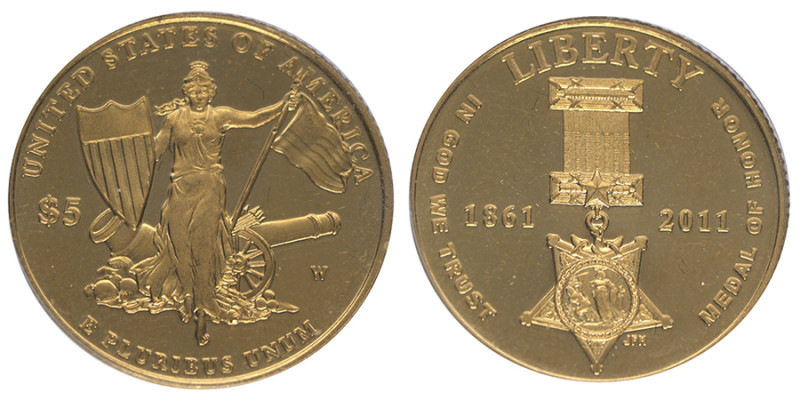 États-Unis d'Amerique, 5 Dollars Medaille d'Honneur, West Point, 2011, AU 8,36 g...