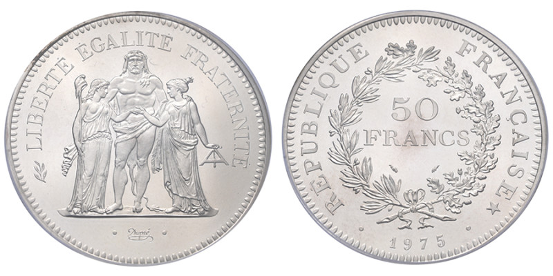 France, Cinquième République (1958-présent), 50 francs Hercule Piéfort argent, 1...