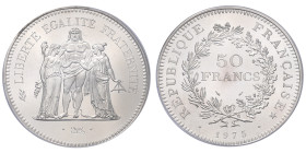 France, Cinquième République (1958-présent), 50 francs Hercule Piéfort argent, 1975, AG 60 g.
Réf: 	F# 427P
Conservation: PCGS SP67