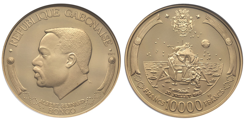 Gabon, République (1960-présent), 10 000 Francs 1er alunissage, 1969NI, AU 34.90...