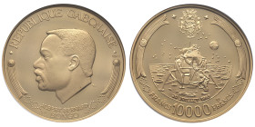 Gabon, République (1960-présent), 10 000 Francs 1er alunissage, 1969NI, AU 34.90 g. 900‰
Réf: KM# 9
Conservation: NGC PF 67 ULTRA CAMEO