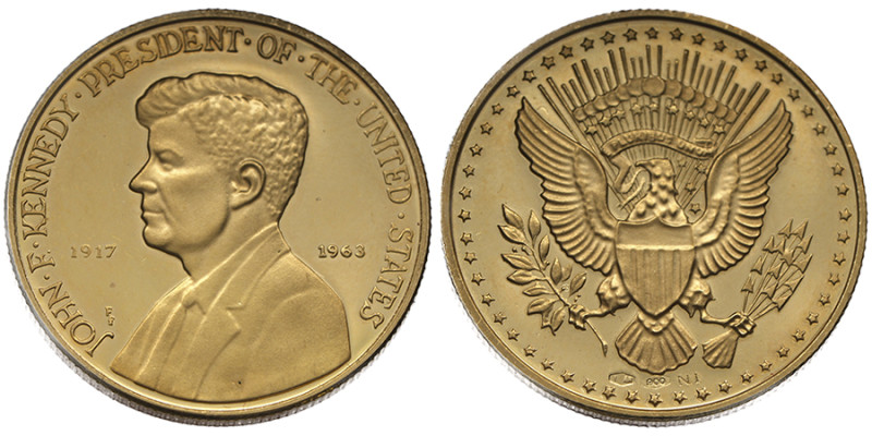Italie, Italien/USA medaille en or John F. Kennedy 1917 - 1963, Président des Ét...
