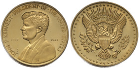 Italie, Italien/USA medaille en or John F. Kennedy 1917 - 1963, Président des États-Unis d'Amérique, 1963, AU 7 g. 900‰
Conservation: Proof