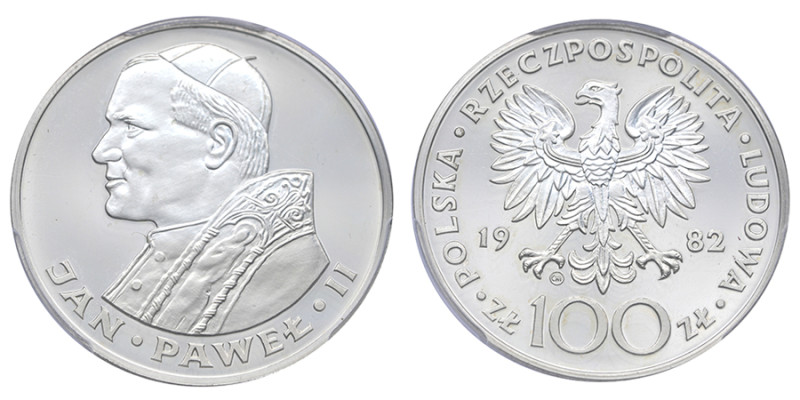 Pologne, 	République populaire (1952-1989), 100 Złotych Papal Visit, 1982 CHI, A...