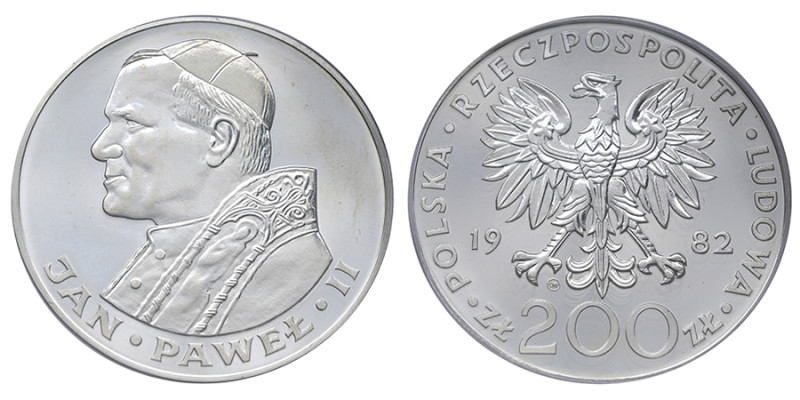 Pologne, 	République populaire (1952-1989), 200 Złotych Papal Visit, 1982 CHI, A...
