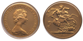 Royaume-Uni, Elisabeth II, Souverain, 1980, AU 7,98 g. 917‰ en coffret
Réf: 	KM# 919
Conservation: Proof
