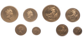 Royaume-Uni, coffret avec 4 monnaies en or, 1 ounce (34,05 g.), 1/2 ounce(17,02 g.), 1/4 ounce (8,51 g.) et 1/10 ounce (3,41g.), 1988, AU 62,99 g. 917...