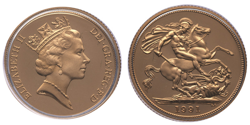 Royaume-Uni, Elizabeth II - 3ème portrait, Sovereign, 1991, AU 7,98 g. 917‰
Réf:...