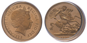 Royaume-Uni, 1 Sovereign - Elizabeth II 4ème portrait; 1998, AU 7,98 g. 917‰
Réf: 	KM# 1002
Conservation: proof