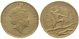 Royaume-Uni, Élisabeth II (1952-2022), 100 Pounds - Elizabeth II Robin Hood, 2021, AU 31,1 g. 999‰
Conservation: PCGS MS69