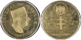 Tchad, République (1960-présent), 10000 francs 10ème anniversaire de l'Indépendance, 1970-NI,	AU 36 g. 900‰
Réf: 	KM# 11
Conservation: PCGS PR66DCAM...