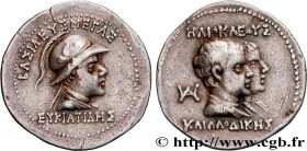 BACTRIA - BACTRIAN KINGDOM - EUCRATIDES I
Type : Drachme 
Date : c. 150 AC. 
Mint name / Town : Bactres, Batriane 
Metal : silver 
Diameter : 21  mm
O...