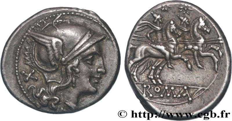 ROMAN REPUBLIC - ANONYMOUS
Type : Denier 
Date : c. 211-206 AC. 
Mint name / Tow...