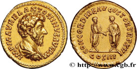 MARCUS AURELIUS
Type : Aureus 
Date : 162 
Mint name / Town : Rome 
Metal : gold 
Millesimal fineness : 1000  ‰
Diameter : 20  mm
Orientation dies : 1...