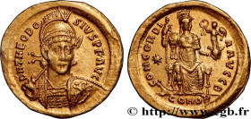 THEODOSIUS II
Type : Solidus 
Date : 408-420 
Mint name / Town : Constantinople 
Metal : gold 
Diameter : 20  mm
Orientation dies : 6  h.
Weight : 4,4...