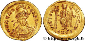 ZENO
Type : Solidus 
Date : c. 476-491 
Mint name / Town : Constantinople 
Metal : gold 
Diameter : 19,5  mm
Orientation dies : 6  h.
Weight : 4,20  g...